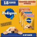 Pedigree Chopped Ground Dinner Adult Wet Dog Food Cheese Variety Pack, (18) 3.5 oz. Pouches