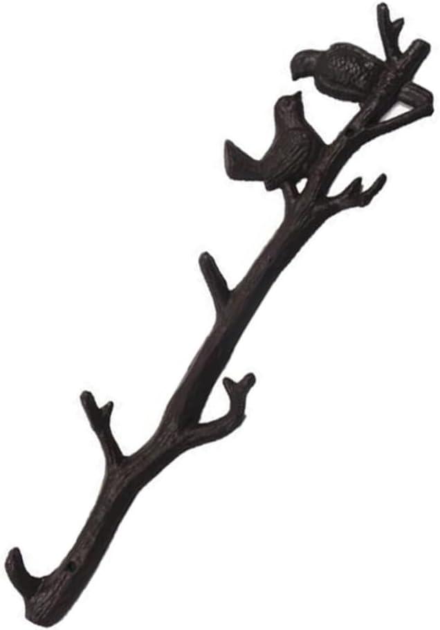 iplusmile Vintage Cast Iron Birds Branch Wall Hook Decorative Coat Hanger for Home Office Rustic Tree Branch Shape Mounted Hook for Hanging Coats Keys and Accessories