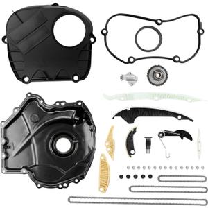 EA888 1.8L 2.0L Engine Timing Chain Kit with Cover Tensioner Guide Rail Fit For Audi A3 A4 A5 S3 S4 S5 Q3 Q5 TT, Fit For Volkswagen Jetta Golf Passat Tiguan, Replaces# 06K109158AD 06H109210AG