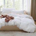 Bedsure White Oversized Queen Duvet Cover - 3 Pieces Prewashed Cotton-Like Extra Soft Bedding Set, Includes 1 Duvet Cover 98x98 Inches with Zipper Closure & 2 Pillow Shams, Comforter Not Included