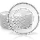 Zopeal 18 PCS Clear Charger Plates with Beaded Rim 13 Inch Plastic Round Charger Plates Bulk for Dinner Home Kitchen Wedding Party Tabletop(Clear)