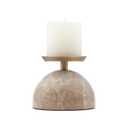 NEXOTIQUE Stone Candle Holder Decor for Pillar Candles, Modern Candle Plate Holder for Entry Way Table Home Decor, Antique Brass Finish Centerpiece Table Decorations, Perfect for Rings and Trinkets