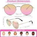 Full Reader Sunglasses Women Men, Mens Womens Reading Sun Glasses Metal Round BLue Pink Yellow Lens NON BIFOCAL, Gold Frame Mirrored Pink Lenses, 2.50