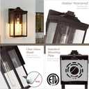 Oil Rubbed Bronze Dusk to Dawn Outdoor Wall Light Fixtures, 2 Pack Waterproof Front Porch Lights Exterior Wall Mount Sconce Outside Lighting with Glass for Garage Porch House, OS-JJ249-OB-2PK, 2-Pack, Medium