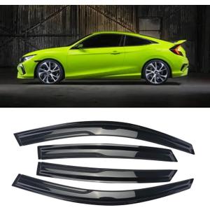 Window Visor Tape-on Side Deflectors Vent Rain Guard 2016-2020 Civic 10th 4-Door Sedan Vent Window Visors, Vent Deflector 4 pcs