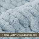 Chunky Knit Throw Blanket 60"X 80", 100% Handmade with Soft Chenille Yarn, 6.7lbs Thick Cable Knitted Blankets, Large Rope Knot Crochet Throws for Couch Sofa Bed Home Decor, Baby Blue