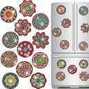 Zonon 12 Pcs Refrigerator Diamond Painting Magnets Easy Diamond Art Painting Magnetic Stickers Kits Fridge Magnets for Adults DIY Home Decors(Vintage Mandala)