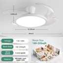 Retractable Ceiling Fans with Lights and Remote Control, 48 inch White Slim Low Profile Ceiling Fans, 20W Dimmable LED,Timer Setting,Memory Function Modern Fan for Living Room Bedroom, X Large