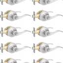 10 Pack Privacy Door Handle, Brushed Nickel Reversible Door Lever Perfect for Interior Door and Closet, Traditional Wave Style Privacy Door Lock