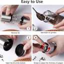 2 x LHS Premium Salt and Pepper Grinder Set, Stainless Steel Salt Pepper Shaker Set, Refillable Pepper Grinder and Salt Mill with Adjustable Coarseness for Kitchen Use - 4.6 Inches (2-Pack)