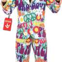 fun shack Groovy Mens Hippie Costume, Retro Mens Hippie Costumes for Adults, Groovy Costumes for Men, 60s Suit Men (Large)