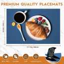 Placemats Set of 6 Linen Type Fabric Cloth Placemats, 18x12 Inch Double Layered Thick Wrinkle Free Heat Resistant Table Place, for Dining, Kitchen, Party (45 * 30cm, Dark Blue)