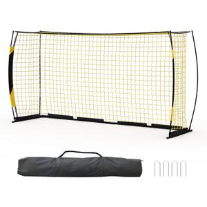 12X6 FT Portable Soccer Goal for Backyard, Sturdy Collapsible Metal Frame, All-Weather Soccer Net, Easy Quick Setup, Training Equipment for Indoor Outdoor Use with Carry Bag (Black)