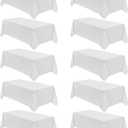 VidaFete Table Cloth 10 Pack 90 * 156inch Rectangle Tablecloth Polyester, Stain Wrinkle Resistant Polyester Dining Table Cover for Kitchen Dinning Party Wedding Rectangular Tabletop Decoration(White)