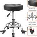 FLOLXNB Rolling Stool Low Roller Seat PU Leather, Rolling Chair Height Adjustable, Garage Stool with Wheels for Manicure Mechanic Home Office Garage Shop (Style 2)
