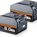 2Packs 6.0Ah WA3520 Battery Replacement for Worx 20V Battery Compatible with Worx Battery 20V Lithium WA3525 WA3575 WX550L WG629 WG547 WG545 WG801 WG320 WX176L WX169L WX682L WG163