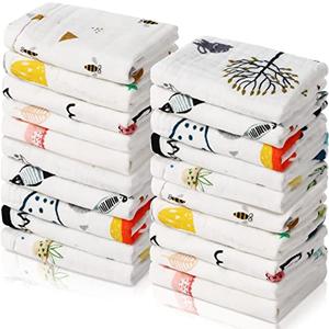 Chumia 16 Pack Baby Muslin Burp Cloths Baby Wash Cloths with Sensitive Skin 6 Layer Cotton Face Towels Bath Towel Absorbent for Toddler Kids Shower,10 x 10 Inch Chumia 16 Pack Baby Muslin Burp Cloths Baby Wash Cloths with Sensitive Skin 6 Layer Cotton Face Towels Bath Towel Absorbent for Toddler Kids Shower,10 x 10 Inch