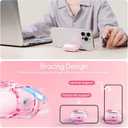Clear Case for AirPods 4 Case Cover with Safety Lock,Soft TPU Cover with Phone Stand & Cleaning Kit,Cute Bling Keychain for Women Girls-Clear Pink