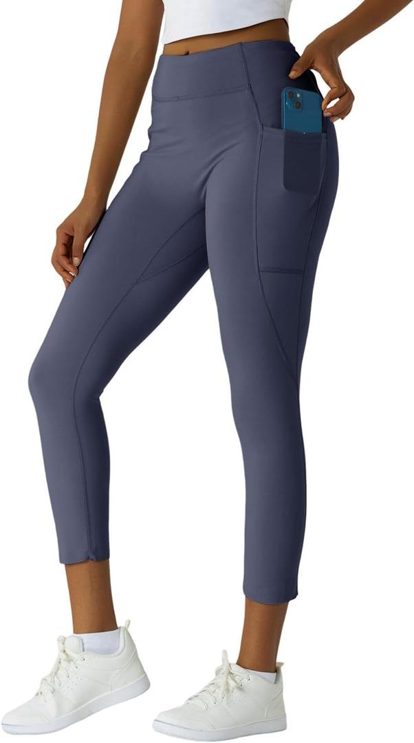 Women's High Waisted Moisture - Wicking Yoga Leggings with Pockets, Reflective Stripes & Shirt Loop for Active Lifestyle (S)