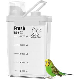 3 Qt/2.8 L Bird Seed Storage Container with Lids Airtight Measuring Cup, Bird Seed Dispenser Pet Food Container Are Used to Store Bird Food, Chicken Feed BPA Free (2.8L, White)