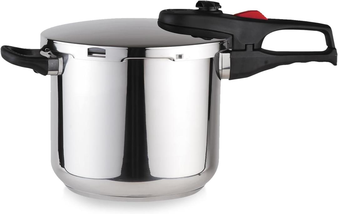 MAGEFESA Practika Plus 6.3-Quart Pressure Cooker  18/10 Stainless Steel, Induction Compatible, 5-Layer Heat Diffuser Bottom, 5 Safety Systems, Even Heat Distribution