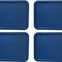 Replacement Lids for Pyrex 3-Cup Glass Food Storage Container Bowls, (7.75 x 5.75-Inch) Plastic Rectangle Lids Covers fits Pyrex 7210-PC, Airtight & Leakproof (4-Pack, Blue)