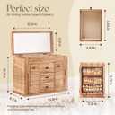 Poyilooo Jewelry Box Organizer, Solid Wood Jewelry Boxes fow Women with Mirror, Large Jewelry Organizer Box Display Earring Necklace Bracelet Ring, Rustic Style Small Jewelry Box for Girls