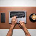 OfficeOzone Desk Mat with All-New Edge Stitch, Double-Sided, Black and Brown, 35.4" x 15.7"