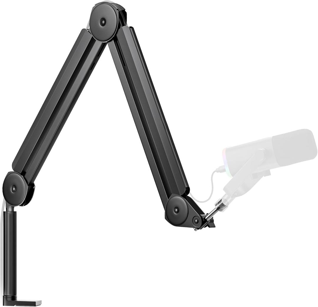 InnoGear Mic Boom Arm Microphone Stand Cable Management for Blue Yeti FIFINE AM8 K669B HyperX QuadCast S SoloCast AT2020 Shure SM7B MV7 and Other Microphone (Black)