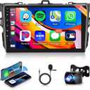 8 Core 2+64G Android Car Stereo Radio for Toyota Corolla 2009-2013 with Wireless Carplay Android Auto, 9'' Touch Screen Head Unit Bluetooth GPS Navigation Mirror Link WIFI FM/RDS DSP Backup Camera SWC