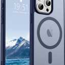 SUPFINE Magnetic for iPhone 15 Pro Max Case (Compatible with MagSafe) (Military Grade Drop Protection) Slim Translucent Matte Shockproof with Anti-Fingerprint Phone Case,Navy Blue