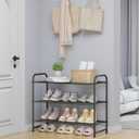 Kitsure Shoe Rack - Stainless Steel Shoe Organizer, Sturdy Shoe Rack for Closet and Front Door Entrance, Free Standing Shoe Shelf, Closet Organizers and Storage, 25.6" Wide - 3 Tier, Black