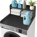 Royxen Washer Dryer Countertop with Shelf,2-Tier Laundry Countertop for Single Washer and Dryer,Soild Wood Core Washer Dryer Topper for Laundry Room Organization (Black)