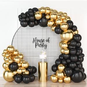HOUSE OF PARTY Black and Gold balloon arch kit -99 pcs |5/10/12/18 Inch -Graduation Balloons 2025 | Black and Gold Balloon Garland for Grad Party Decorations (Large Pack)