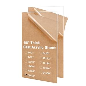 KINLINK 24x48 3mm 1/8" Clear Cast Acrylic Sheets Plastic Board 2 Pack