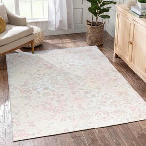 3x5 Area Rug - Vintage Floral Style for Indoor Spaces -Soft, Washable, Non Slip & Stain Resistant -Ideal for Living Room, Bedroom, Dining Room & Entryway, Beige