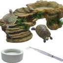 kathson Turtle Basking Platform, Tortoise Resin Climbing Rock Rectangular Resting Terrace Tank Accessories,Reptiles Dock Hide Cave Habitat Decoration for Bearded Dragon Lizard Geckos Spiders (3 PCS)