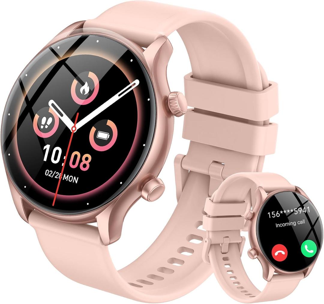 Smart Watch, 1.39" Smartwatch for Women (Answer/Make Call), Fitness Activity Tracker with Heart Rate & Sp02 Monitor, 100+ Sport Modes, IP68 Waterproof Fitness Watch for Android iOS (Rose Gold)