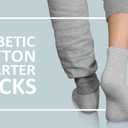 Cotton Diabetic Neuropathy Quarter Socks, Non-Binding Ankle Socks, Multipack (13-16, Black - 12 Pairs)