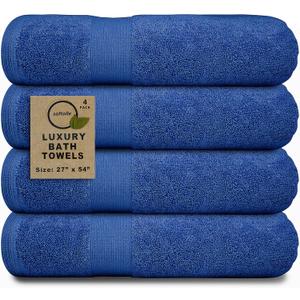 Luxury Bath Towels Set of 4 (27” x 54”) | Towels for Bathroom | Super Soft | Highly Absorbent Towels for Home, Spa, Gym (Royal Blue)