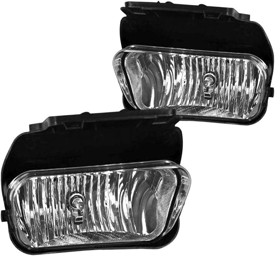 A ABIGAIL Driving Fog Lights Lamps Replacement for Chevy Silverado 2003 2004 2005 2006 2007 All Models Avalanche 2002-2006 Without Body Cladding H10 12V 42W Halogen Bulbs (Clear Lens)