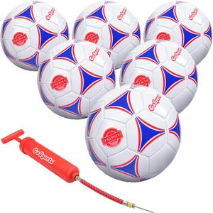 GoSports Premier Soccer Balls - 6 Pack - Sizes 5, with Ball Pump