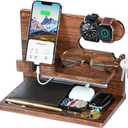 ZAPUVO Gifts for Men, Dad Gifts from Daughter Son, Ash Wood Phone Docking Station Nightstand Organizer, Gifts for Husband Anniversary Birthday Gifts from Wife Boyfriend Gadgets Gift Ideas for Him