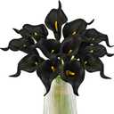 Letjolt Artificial Calla Lily Black Flowers for Wedding Bouquet Flower 12Pcs Home Decoration Faux Calla Lilies Flower, Black