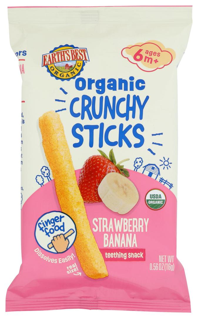 EARTHS BEST Organic Strawberry Banana Crunchy Sticks, 0.56 OZ Pack of 5 By 27 AUG 2026