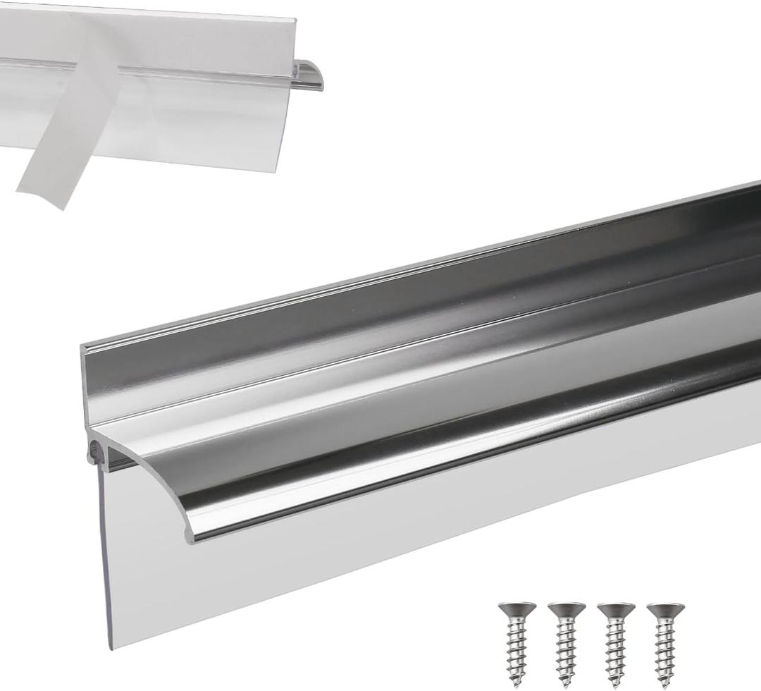 25" Shower Door Bottom Deflector for Chrome Framed Shower Door Drip Rail Replacement with Vinyl Sweep