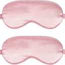 2Pack Silk Sleep Mask,IEKEODI Eye Mask for Sleeping,Elastic Blackout Eye Mask & Blindfold for Full Night's Sleep,Travel and Nap(Pink+Pink)