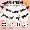 5 x Graduation Decorations 2026 2027 | Pre-Strung Class of 2026 Graduation Banner, Black Glitter We are So Proud of You Grad Banner for Graduations Party Decorations Favors Supplies School Home Car Decorations