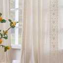 jinchan Weslie Boho Lined Linen Curtains for Bedroom Ivory Vintage Floral Farmhouse Curtains 63 Inch Length Linen Drapes for Living Room Embroidered Drapes Rod Pocket Ivory on Beige 2 Panels
