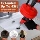 【2025 New】45 FT Double Mode Drain Snake Tools, 10-in-1 Drain Auger for Sink and Drain Unblocking, Plumbing Snake for Kitchen, Bathrom and Shower Sink, Snake for Real DYIs